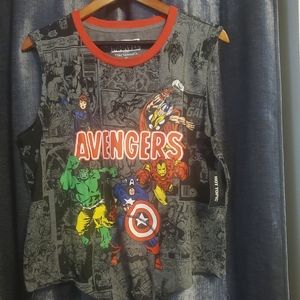 XL Marvel Avengers comic book tie front Girls tank top.